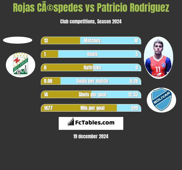 Rojas CÃ©spedes vs Patricio Rodriguez h2h player stats