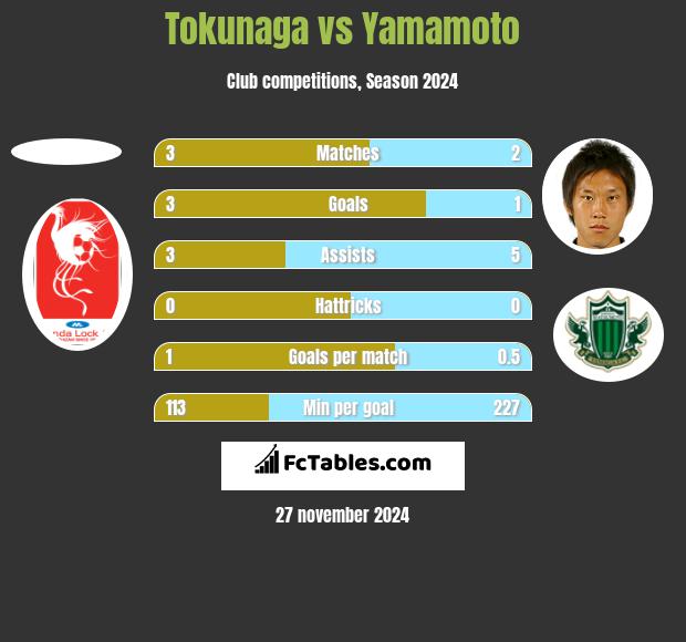 Tokunaga vs Yamamoto h2h player stats