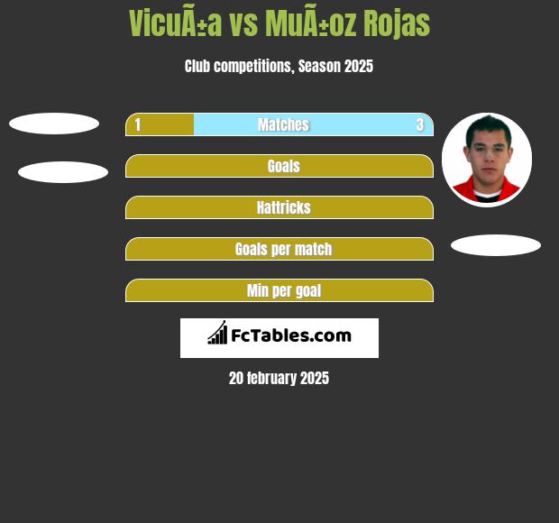 VicuÃ±a vs MuÃ±oz Rojas h2h player stats