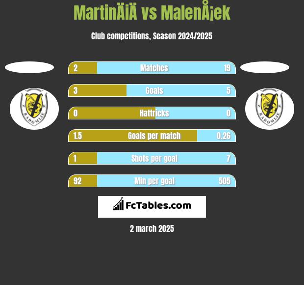 MartinÄiÄ vs MalenÅ¡ek h2h player stats