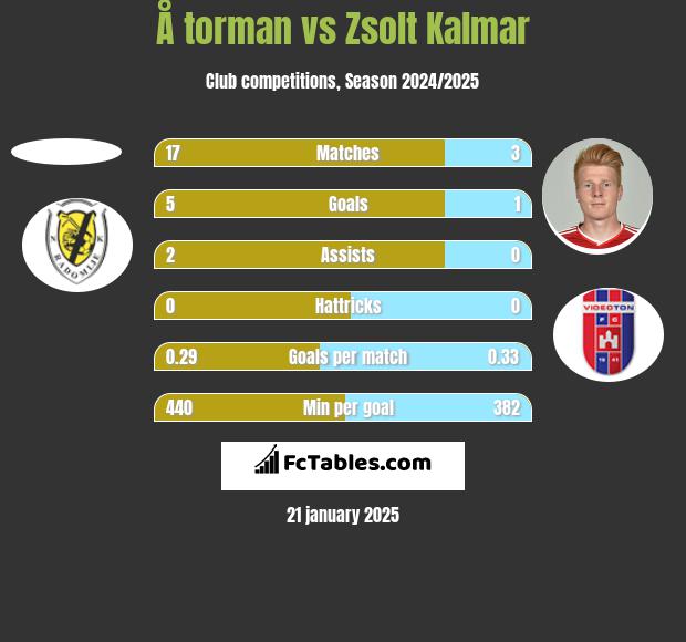 Å torman vs Zsolt Kalmar h2h player stats