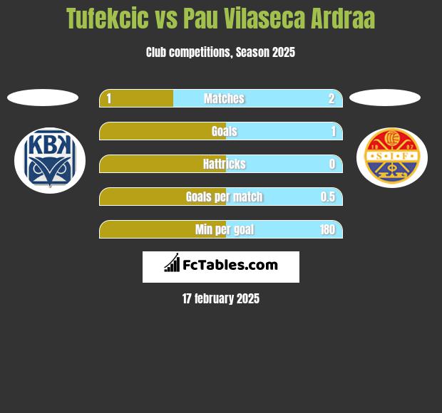 Tufekcic vs Pau Vilaseca Ardraa h2h player stats