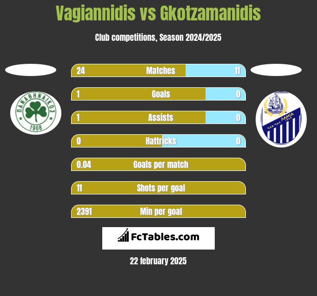 Vagiannidis vs Gkotzamanidis h2h player stats