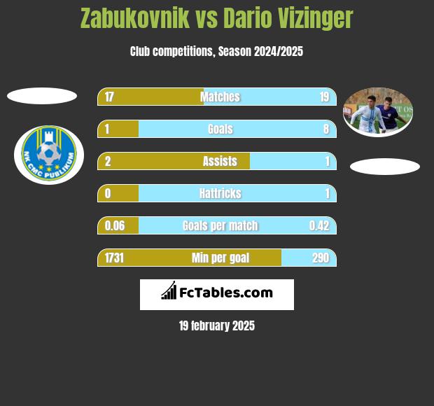 Zabukovnik vs Dario Vizinger h2h player stats