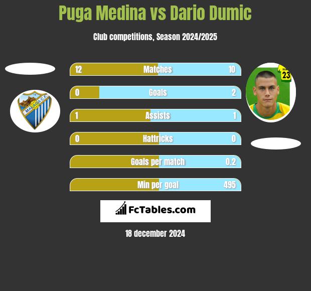 Puga Medina vs Dario Dumic h2h player stats