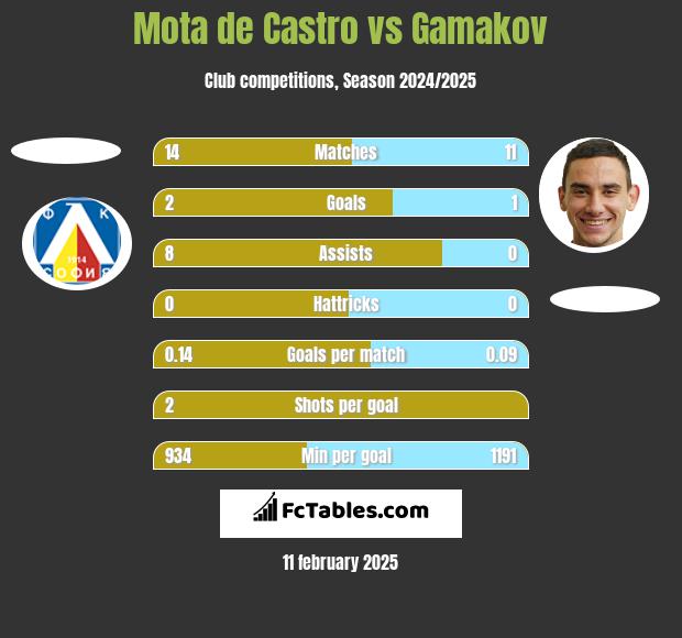 Mota de Castro vs Gamakov h2h player stats