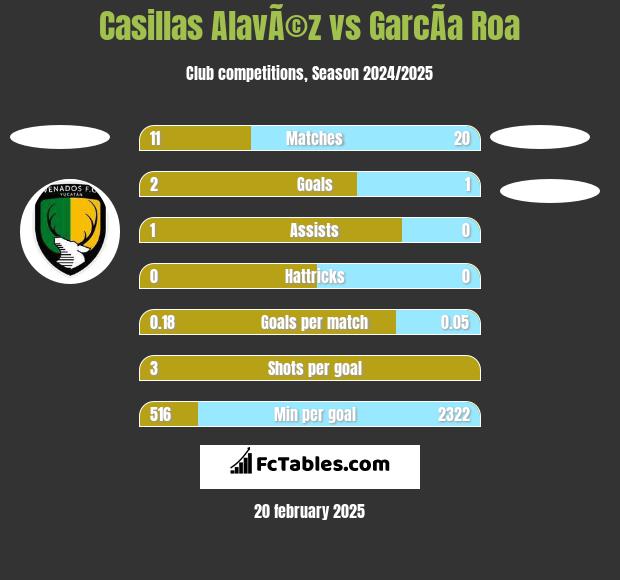 Casillas AlavÃ©z vs GarcÃ­a Roa h2h player stats