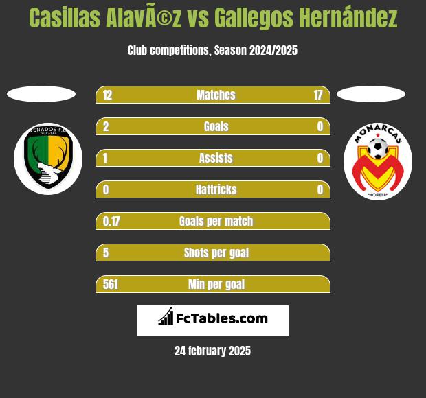 Casillas AlavÃ©z vs Gallegos Hernández h2h player stats