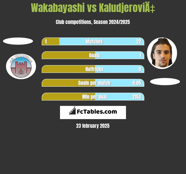 Wakabayashi vs KaludjeroviÄ‡ h2h player stats