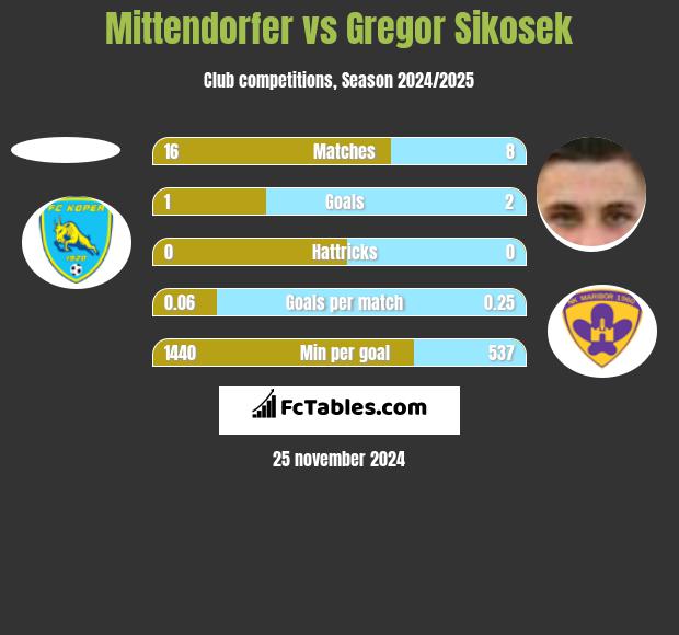 Mittendorfer vs Gregor Sikosek h2h player stats