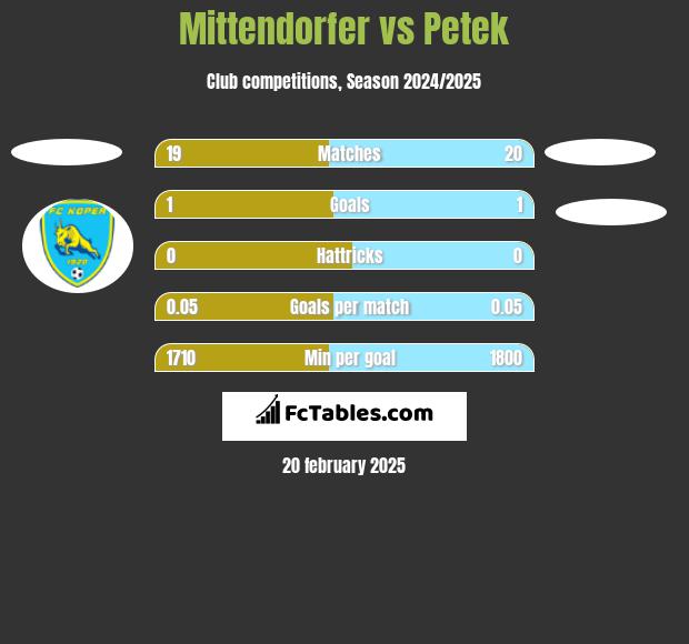 Mittendorfer vs Petek h2h player stats