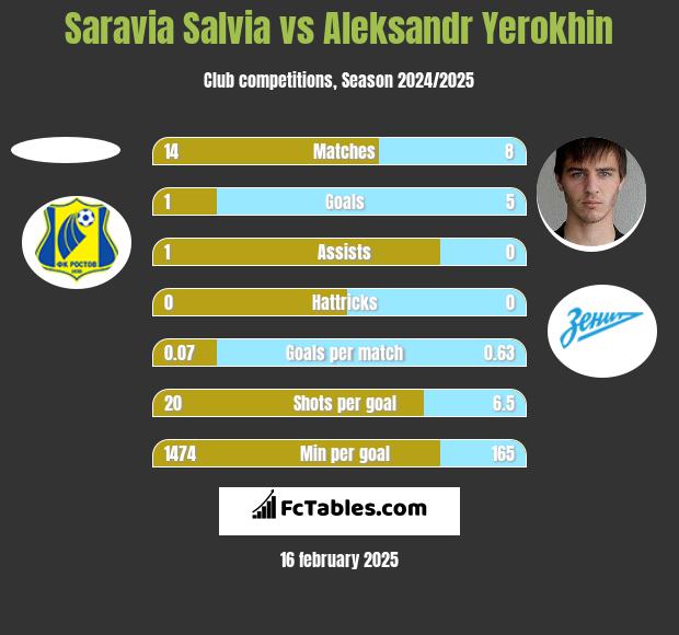 Saravia Salvia vs Aleksandr Yerokhin h2h player stats