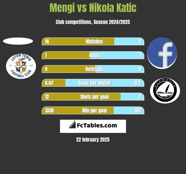 Mengi vs Nikola Katic h2h player stats