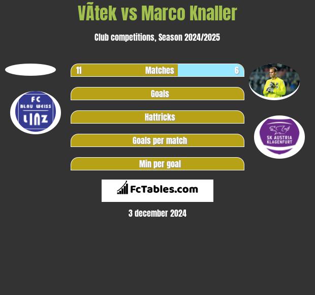 VÃ­tek vs Marco Knaller h2h player stats