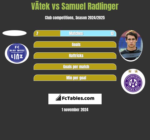 VÃ­tek vs Samuel Radlinger h2h player stats