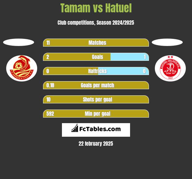 Tamam vs Hatuel h2h player stats