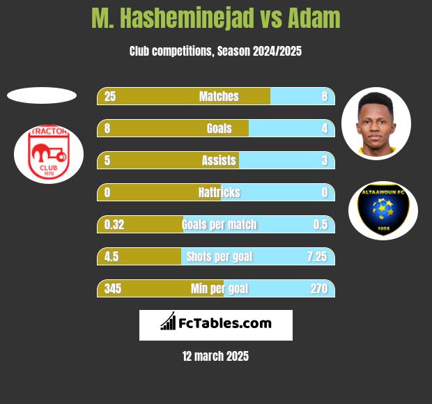 M. Hasheminejad vs Adam h2h player stats