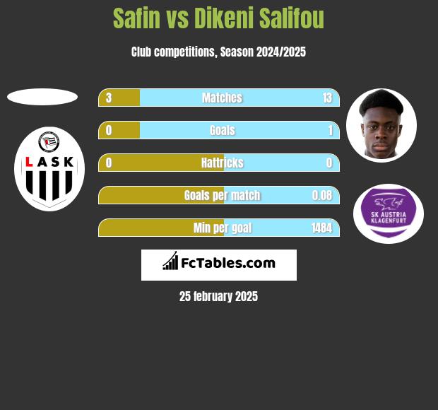 Safin vs Dikeni Salifou h2h player stats