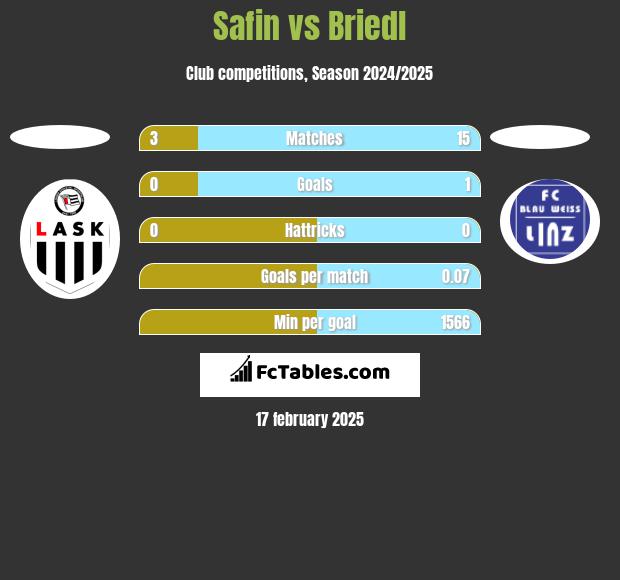 Safin vs Briedl h2h player stats