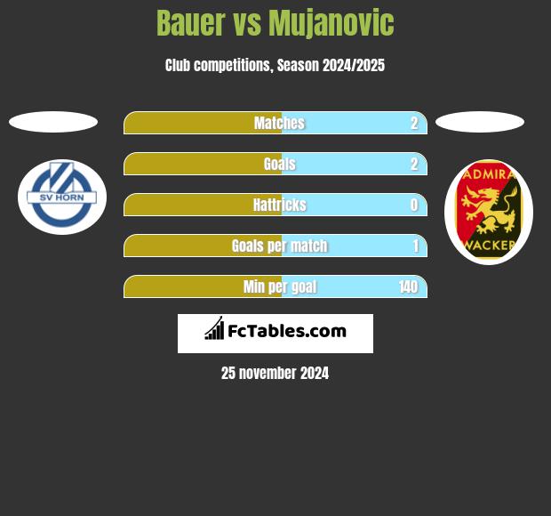 Bauer vs Mujanovic h2h player stats