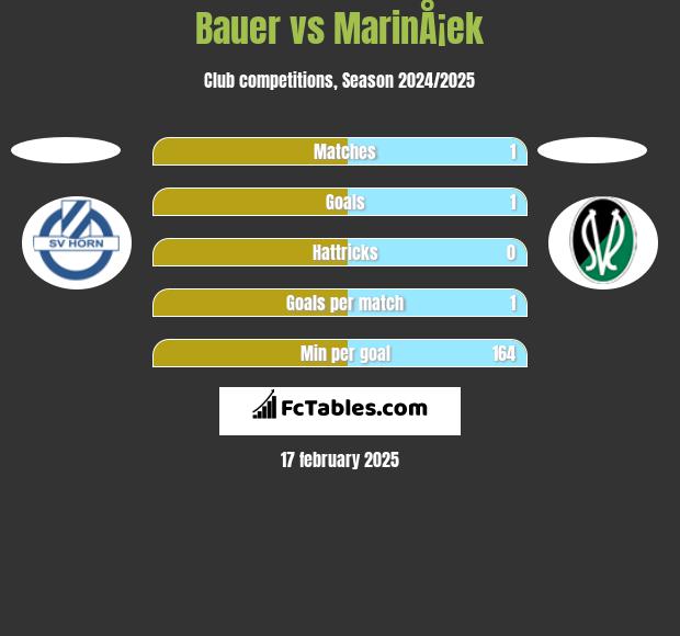 Bauer vs MarinÅ¡ek h2h player stats