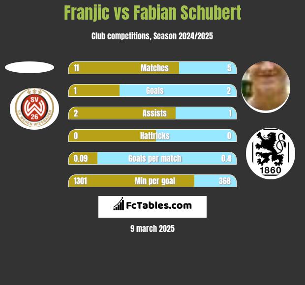 Franjic vs Fabian Schubert h2h player stats