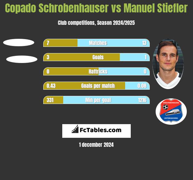 Copado Schrobenhauser vs Manuel Stiefler h2h player stats