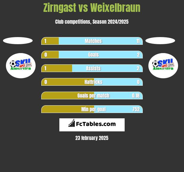 Zirngast vs Weixelbraun h2h player stats