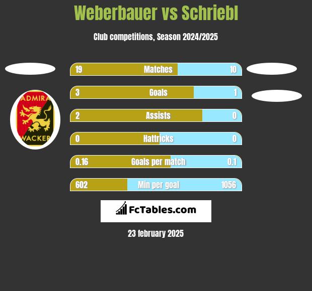 Weberbauer vs Schriebl h2h player stats