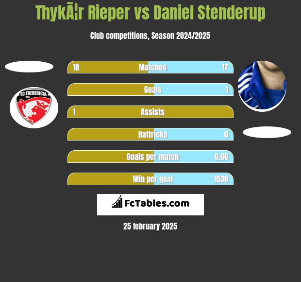 ThykÃ¦r Rieper vs Daniel Stenderup h2h player stats