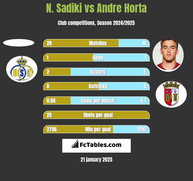 N. Sadiki vs Andre Horta h2h player stats