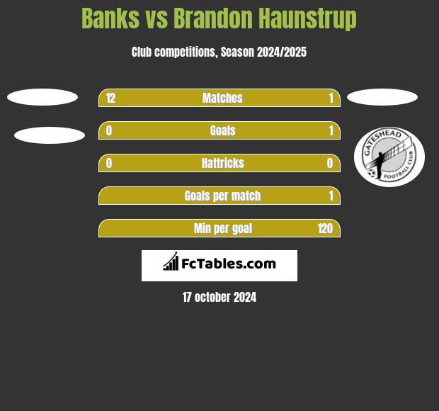 Banks vs Brandon Haunstrup h2h player stats