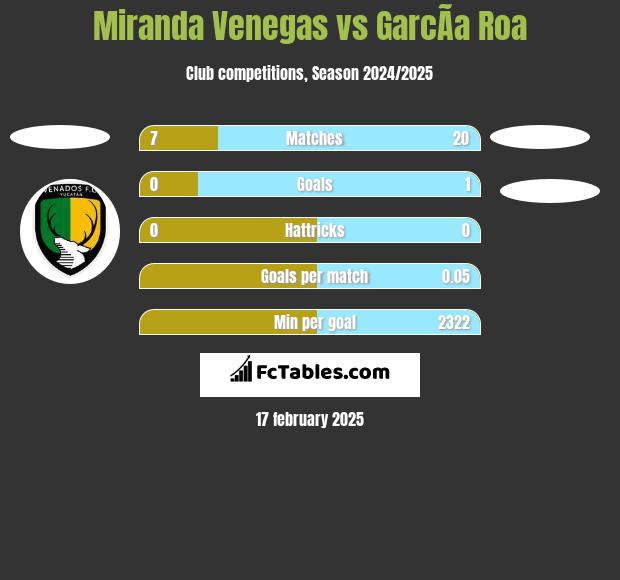 Miranda Venegas vs GarcÃ­a Roa h2h player stats