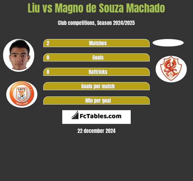 Liu vs Magno de Souza Machado h2h player stats