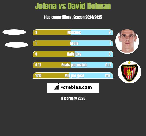 Jelena vs David Holman h2h player stats