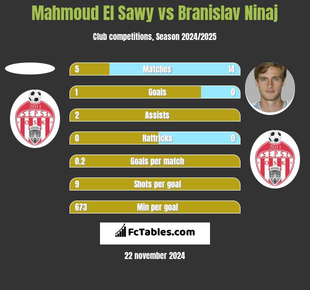 Mahmoud El Sawy vs Branislav Ninaj h2h player stats