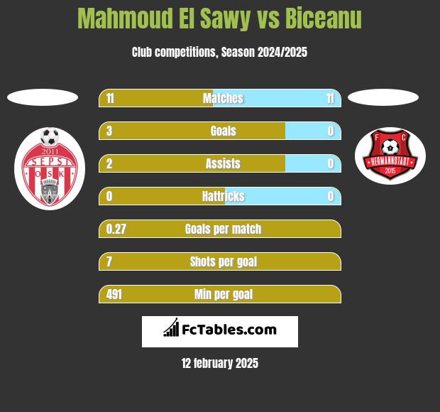 Mahmoud El Sawy vs Biceanu h2h player stats