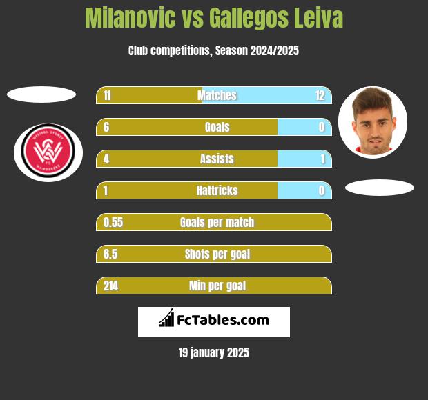 Milanovic vs Gallegos Leiva h2h player stats