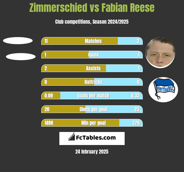 Zimmerschied vs Fabian Reese h2h player stats