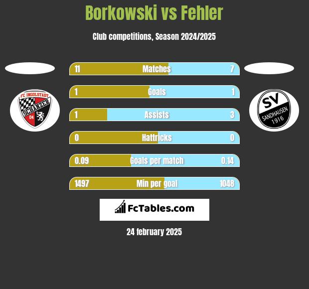 Borkowski vs Fehler h2h player stats