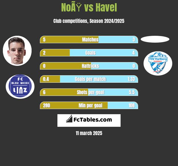 NoÃŸ vs Havel h2h player stats