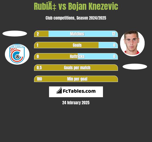 RubiÄ‡ vs Bojan Knezevic h2h player stats