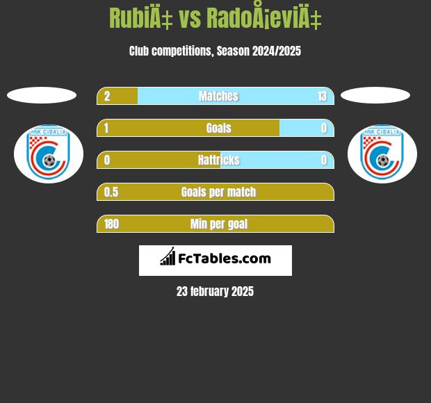 RubiÄ‡ vs RadoÅ¡eviÄ‡ h2h player stats