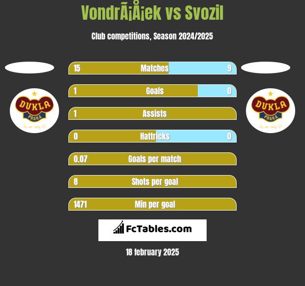 VondrÃ¡Å¡ek vs Svozil h2h player stats