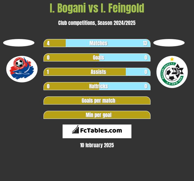 I. Bogani vs I. Feingold h2h player stats