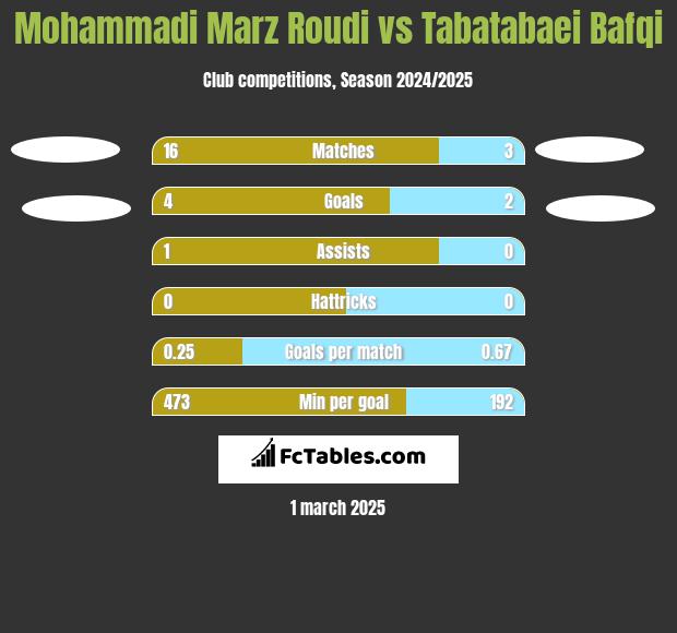 Mohammadi Marz Roudi vs Tabatabaei Bafqi h2h player stats