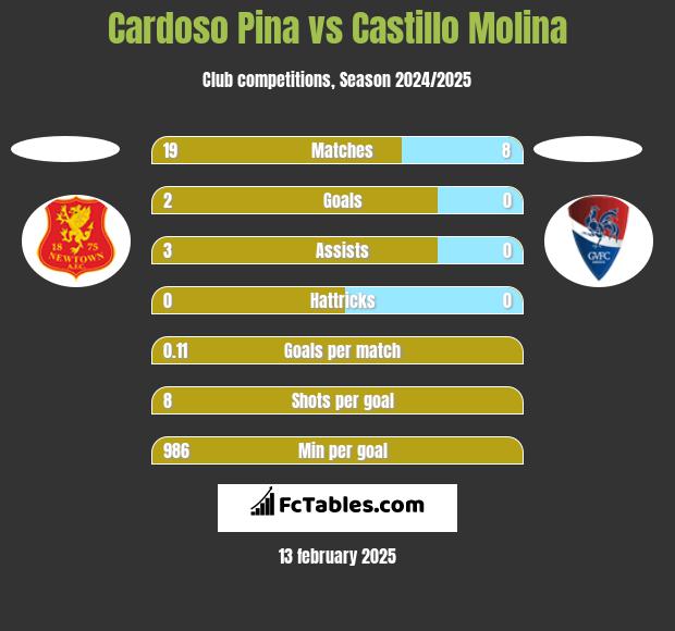 Cardoso Pina vs Castillo Molina h2h player stats