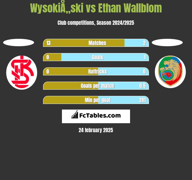 WysokiÅ„ski vs Ethan Wallblom h2h player stats