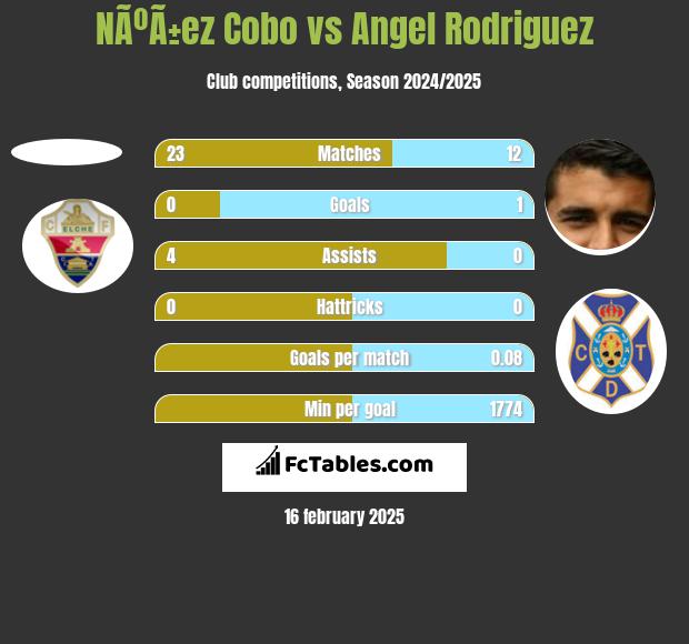 NÃºÃ±ez Cobo vs Angel Rodriguez h2h player stats