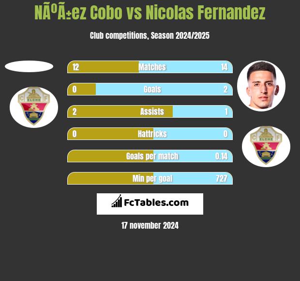 NÃºÃ±ez Cobo vs Nicolas Fernandez h2h player stats